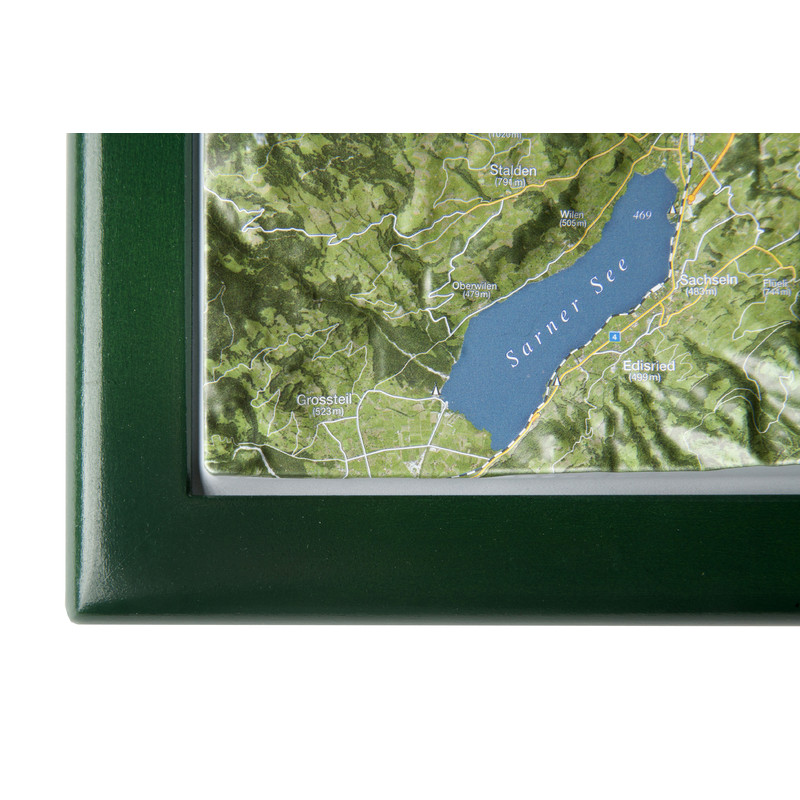 Georelief Map of Lake Lucerne in wooden frame (in German)