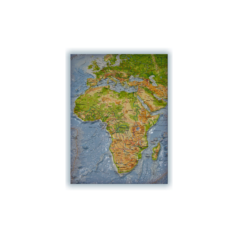 geo-institut GEO Institute Silver line Swedish political world relief map (in German)