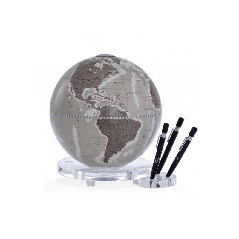 Zoffoli desk globe Balance warm grey with pen holder 22cm