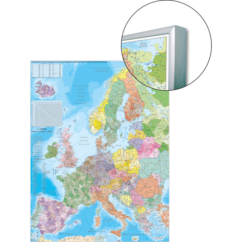 Stiefel Europe postal code map on board, for pinning to