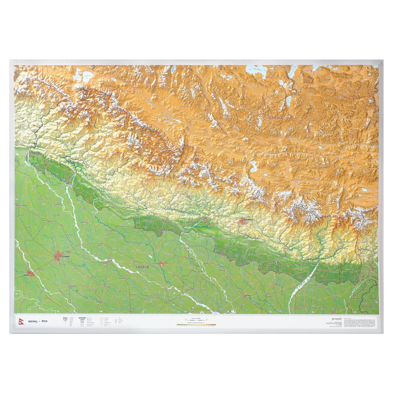 Georelief Regional map Nepal large 3D
