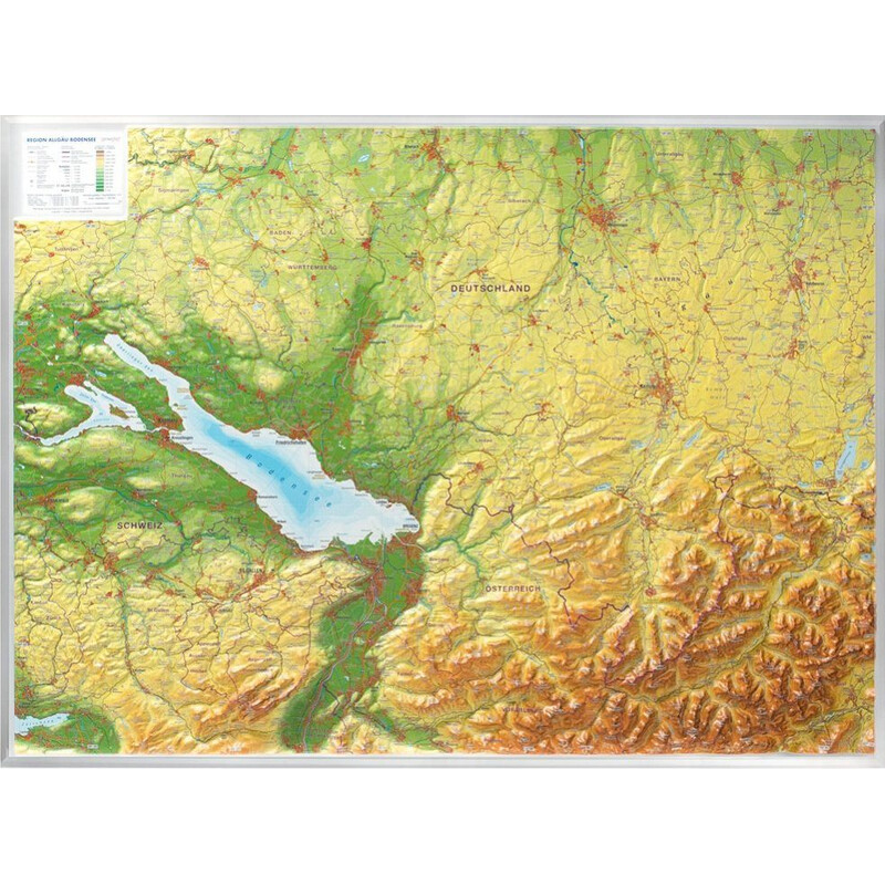 Georelief Regional map Allgäu Bodensee 3D Reliefkarte (77 x 57 cm)