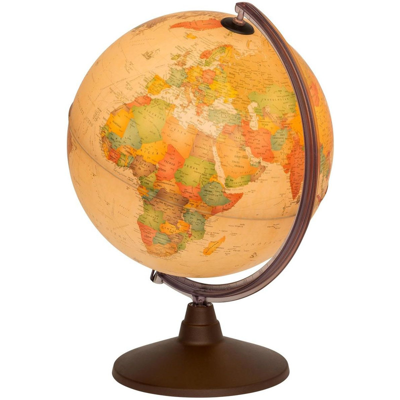 Globe Lumineux Antique LED - 30 Cm De Diamètre, Cartes Physiques Et Politiques - Pivote 360°, Style Vintage Pour Bureau Ou Décoration