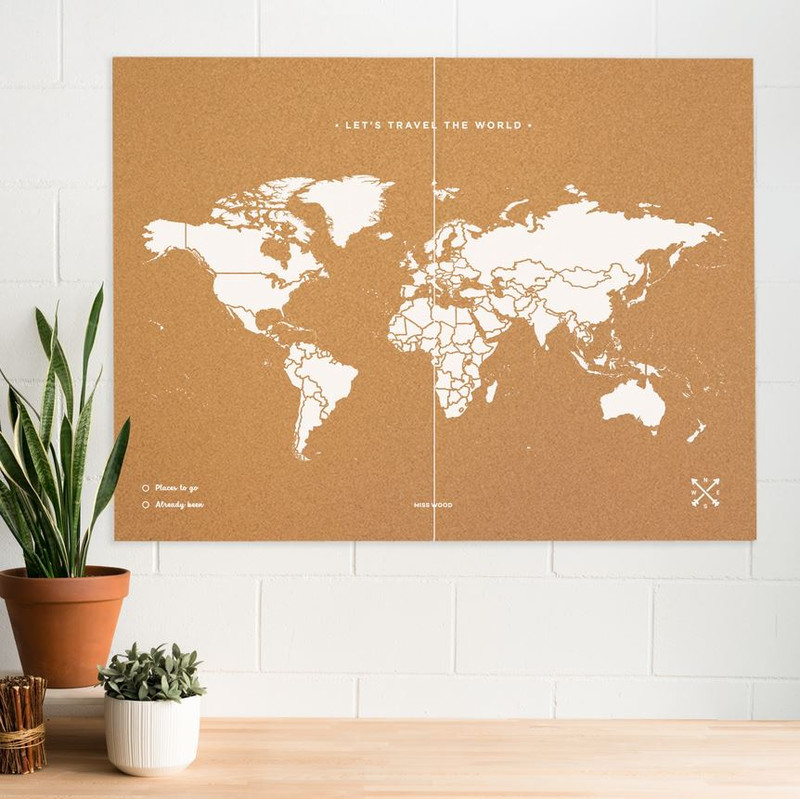 Miss Wood Woody Map Natural Cork XXL white