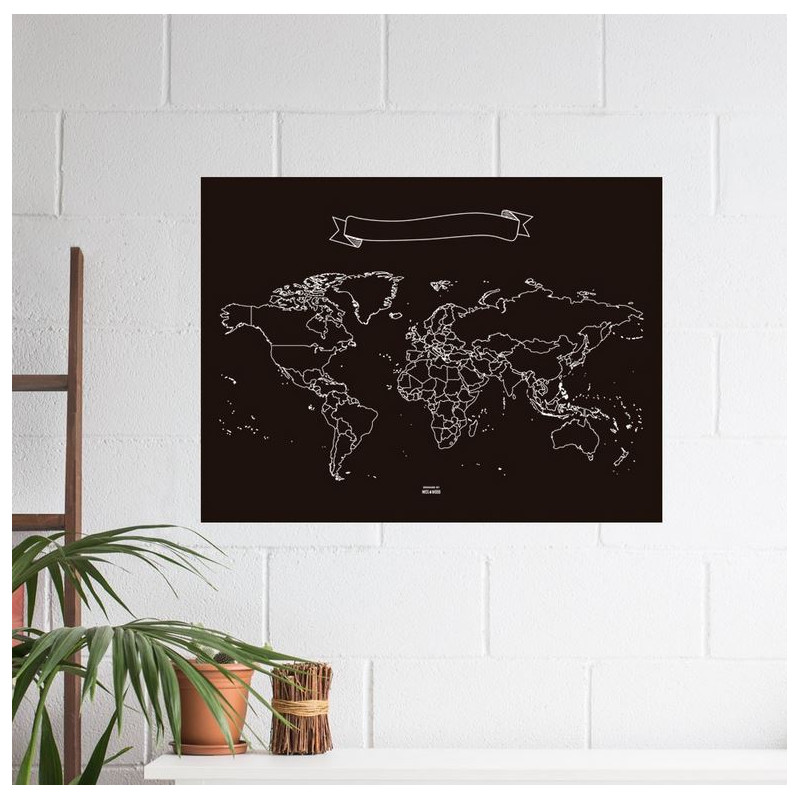 Miss Wood World map Chalkboard XL