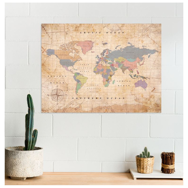 Miss Wood Woody Map Watercolour Old School XL