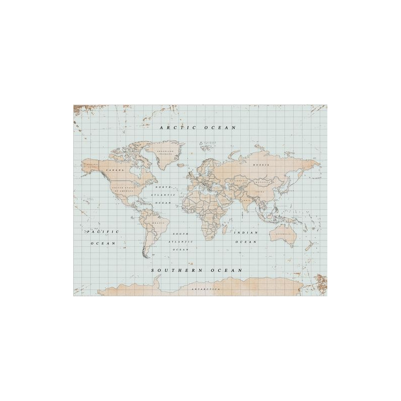Miss Wood Woody Map Watercolour Vintage XL