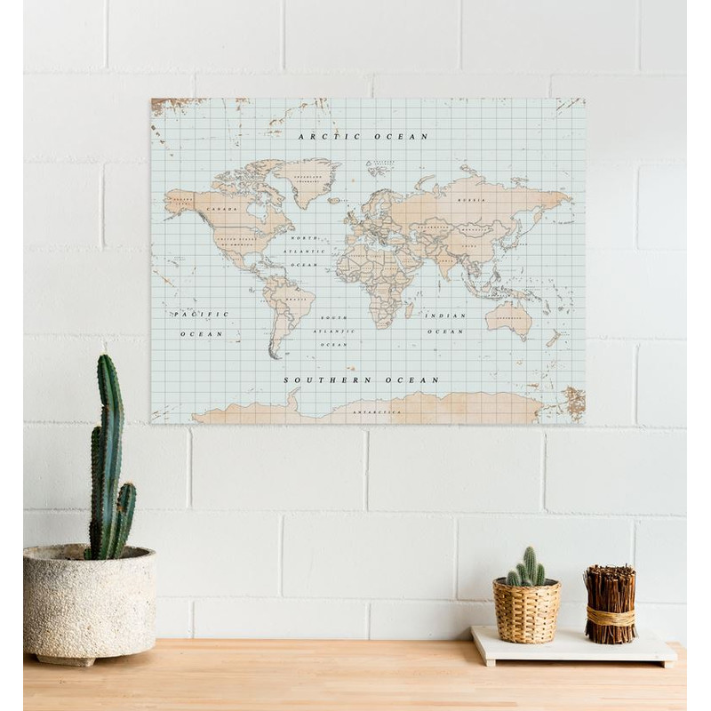 Miss Wood Woody Map Watercolour Vintage XL