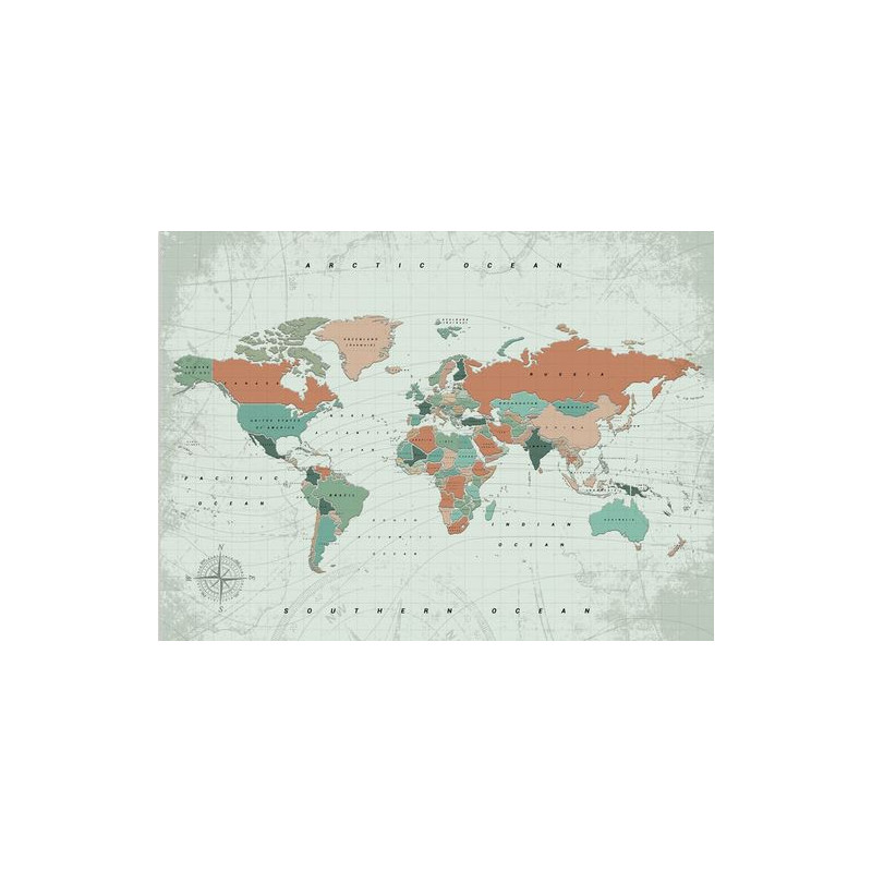 Miss Wood Woody Map Watercolour Terracotta XL