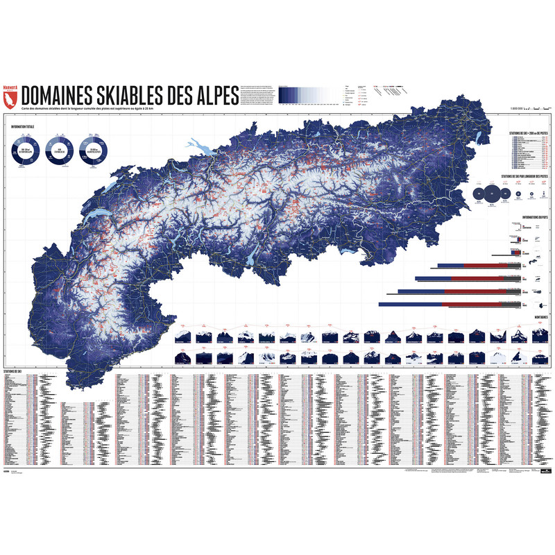 Marmota Maps Map of the Alps with 630 Ski Resorts (French)