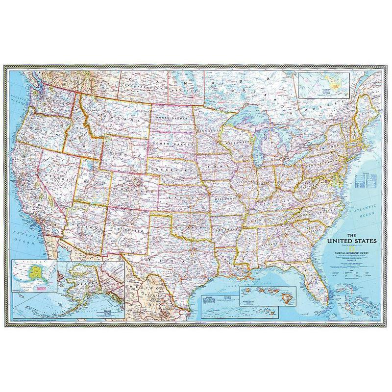 National Geographic The USA map politically - giant format