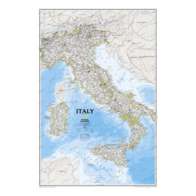 National Geographic Map Italy corkboard framed (silver)