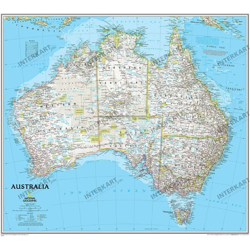 National Geographic Continent map Australia, politically