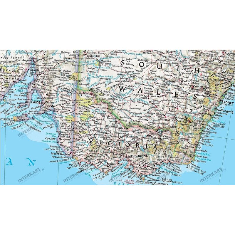 National Geographic Continent map Australia, politically