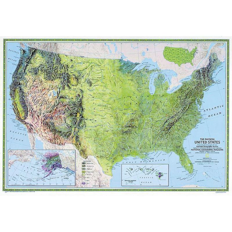 National Geographic The USA map physically