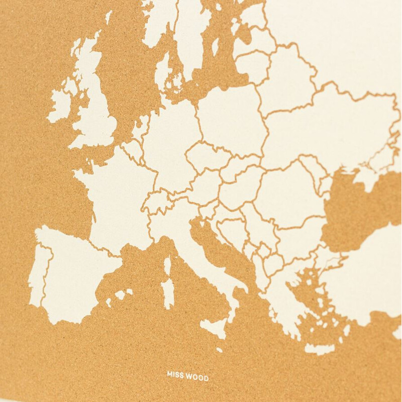 Miss Wood Woody Map Europa weiß 60x45cm