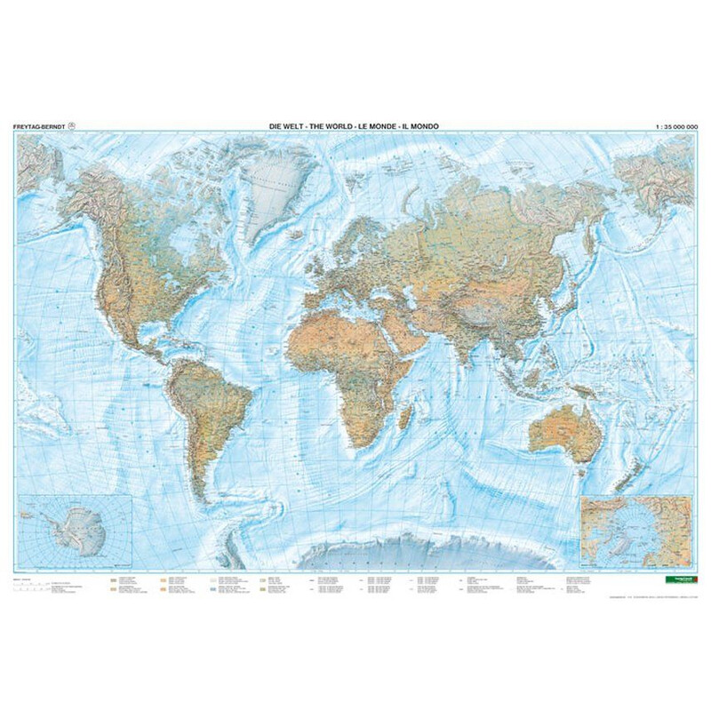 freytag & berndt World map physisch (175 x 121 cm)