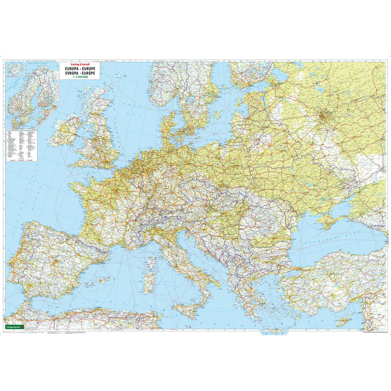 freytag & berndt Continental map Europe political with metal bars