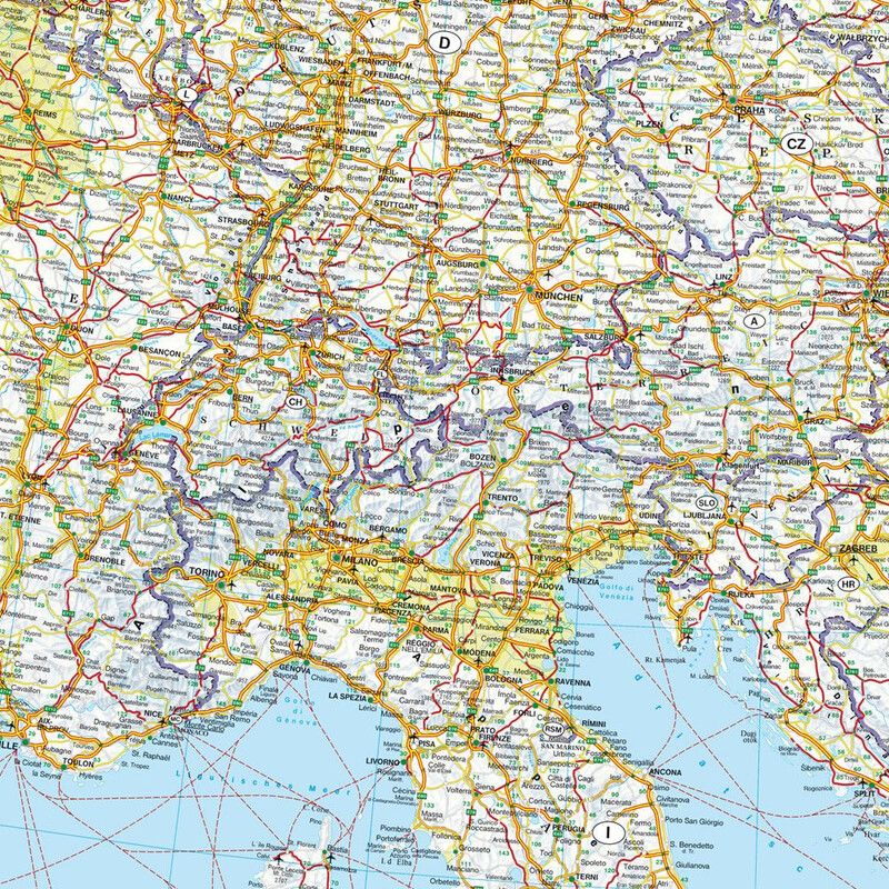 freytag & berndt Continental map Europe political with metal bars