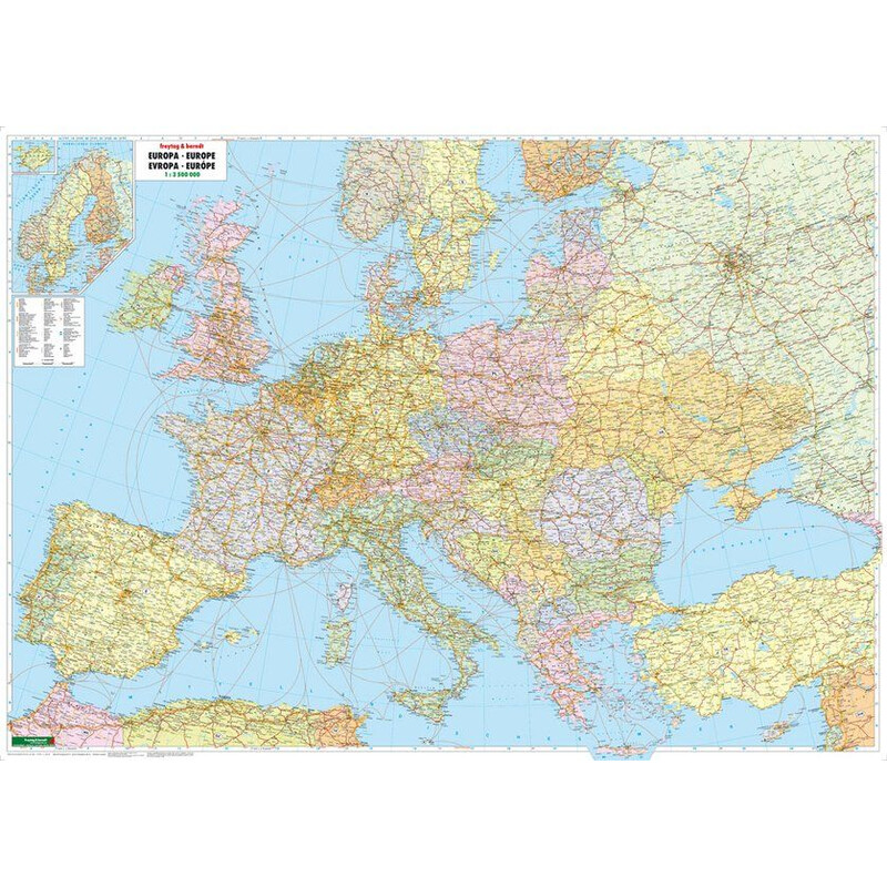 freytag & berndt Continental map Europe political with metal bars