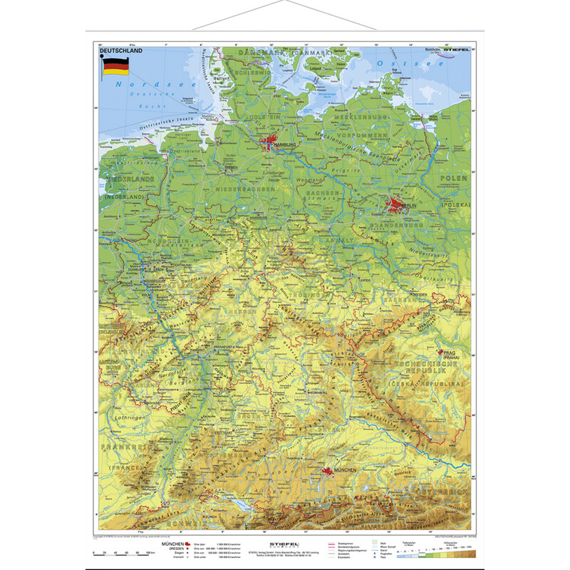 Stiefel Map Deutschland physisch (67 x 91 cm)