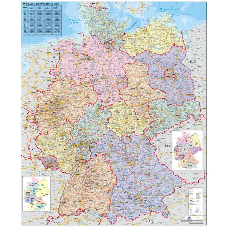 Stiefel Map Deutschland Organisationskarte mit Metallleisten
