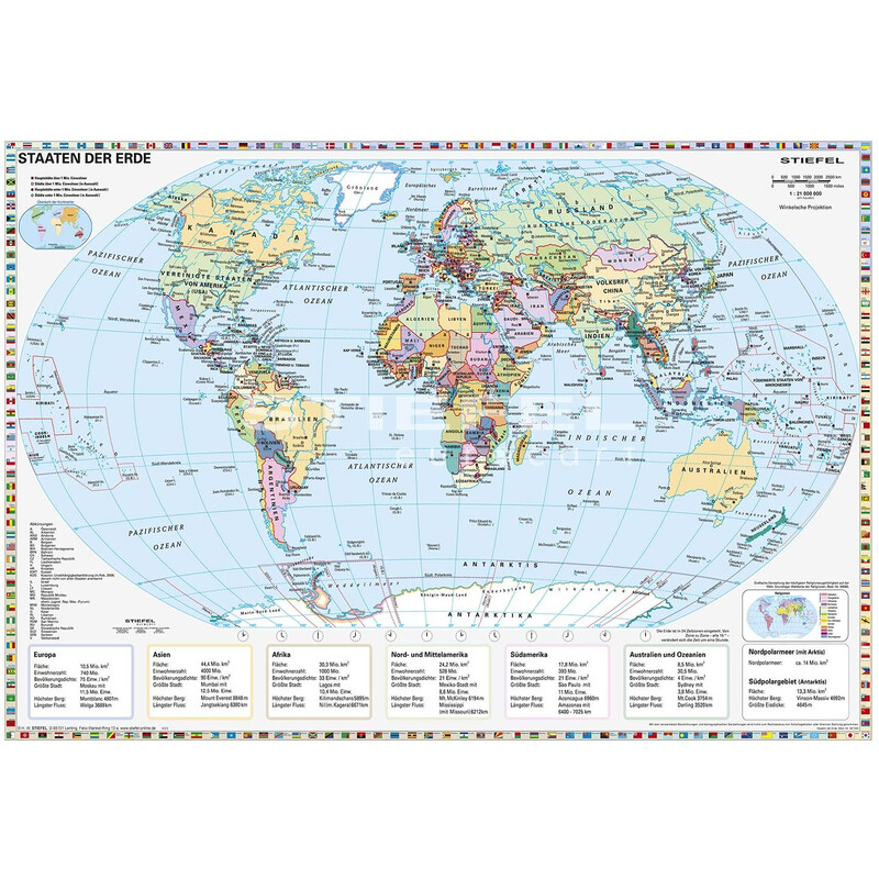 Stiefel World map Staaten der Erde (95 x 66 cm)