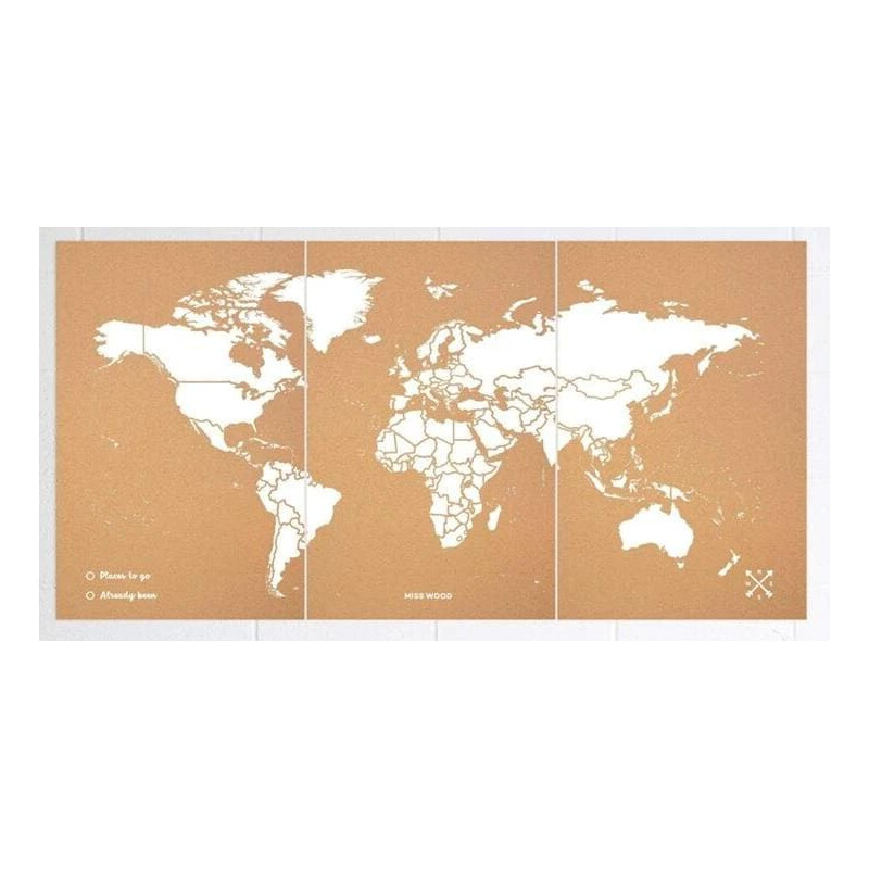 Miss Wood Woody Map Natural Cork XXXL white