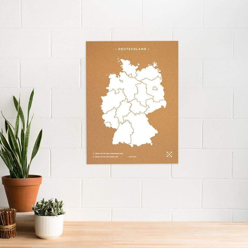 Miss Wood Woody Map Countries Deutschland Cork XL white (60 x 90 cm)