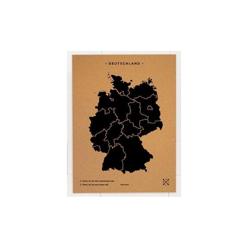 Miss Wood Woody Map Countries Deutschland Cork XL black (90 x 60 cm)