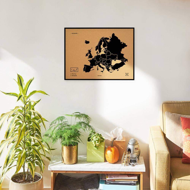 Miss Wood Woody Map of Europe, black, 90x60cm, framed
