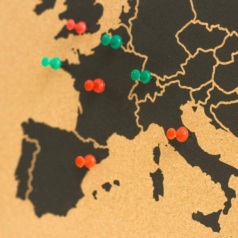Miss Wood Woody Map of Europe, black, 60x45cm, framed
