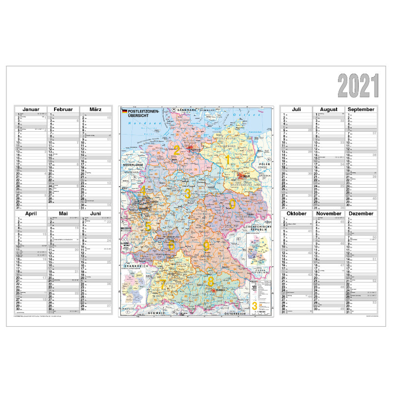Stiefel Map Jahresplaner 2021 Deutschland Postleitzahlenübersicht