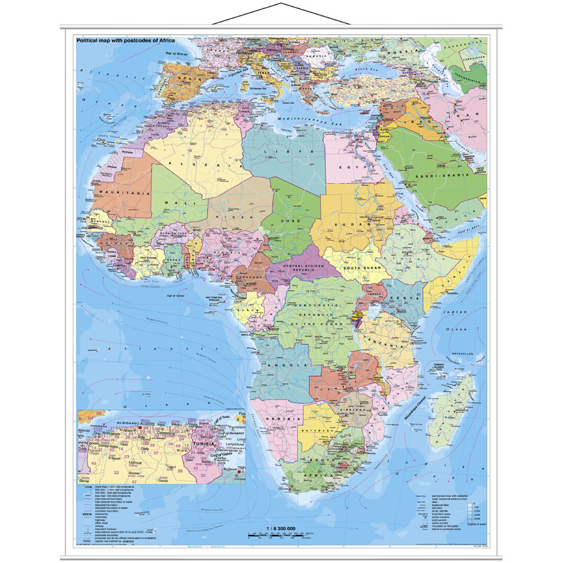 Stiefel Continental map Africa, political with postcodes