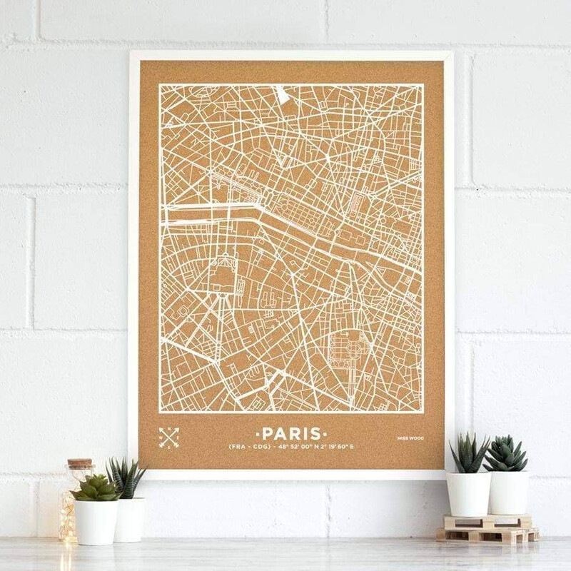 Miss Wood Woody Map Natural Paris XL White