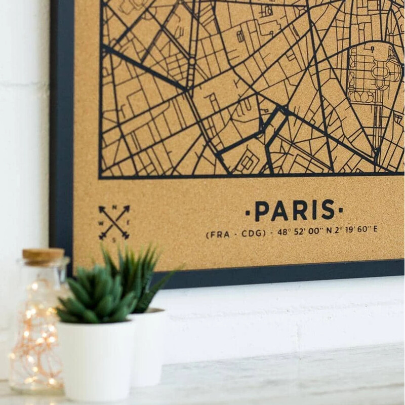 Miss Wood Woody Map Natural Paris XL Black