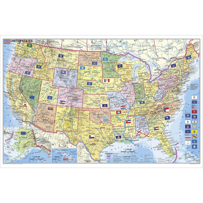 Stiefel Map USA political with postcodes