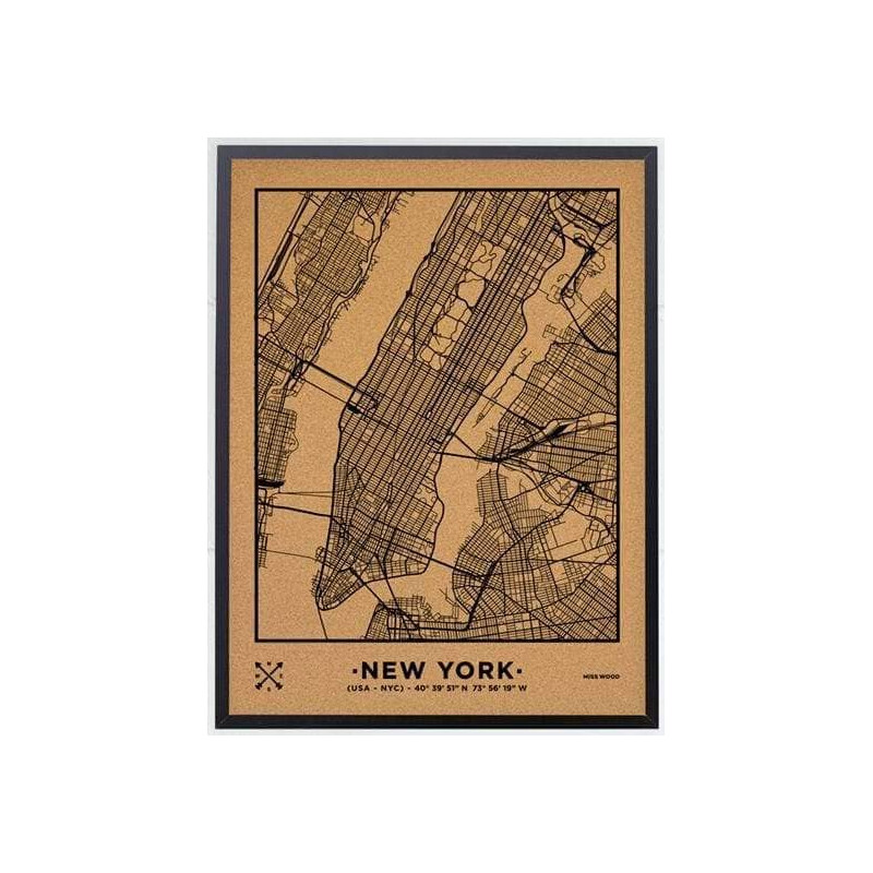 Miss Wood Woody Map Natural New York L Black