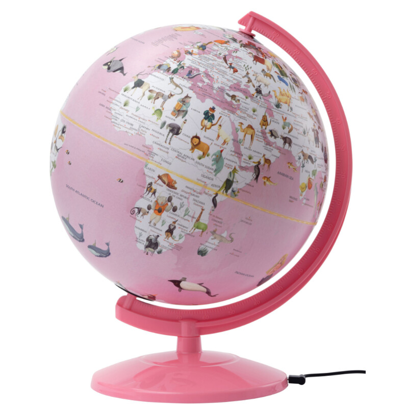 emform Globe Wildlife World Light Pink 25cm