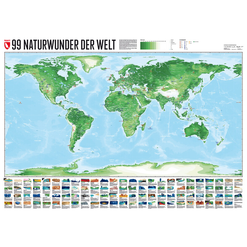 Marmota Maps World map 99 Naturwunder (140x100)