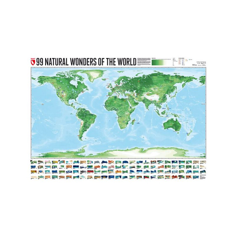 Marmota Maps World map 99 Naturral Wonders (100x70)