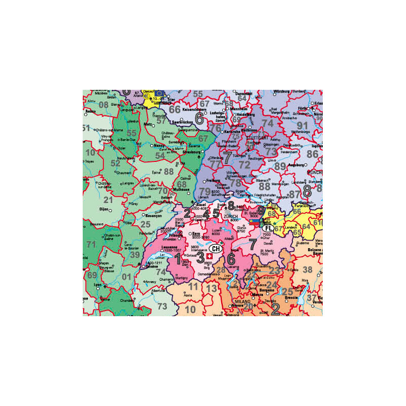 Stiefel Continental map Europe postcodes (97 x 119 cm)