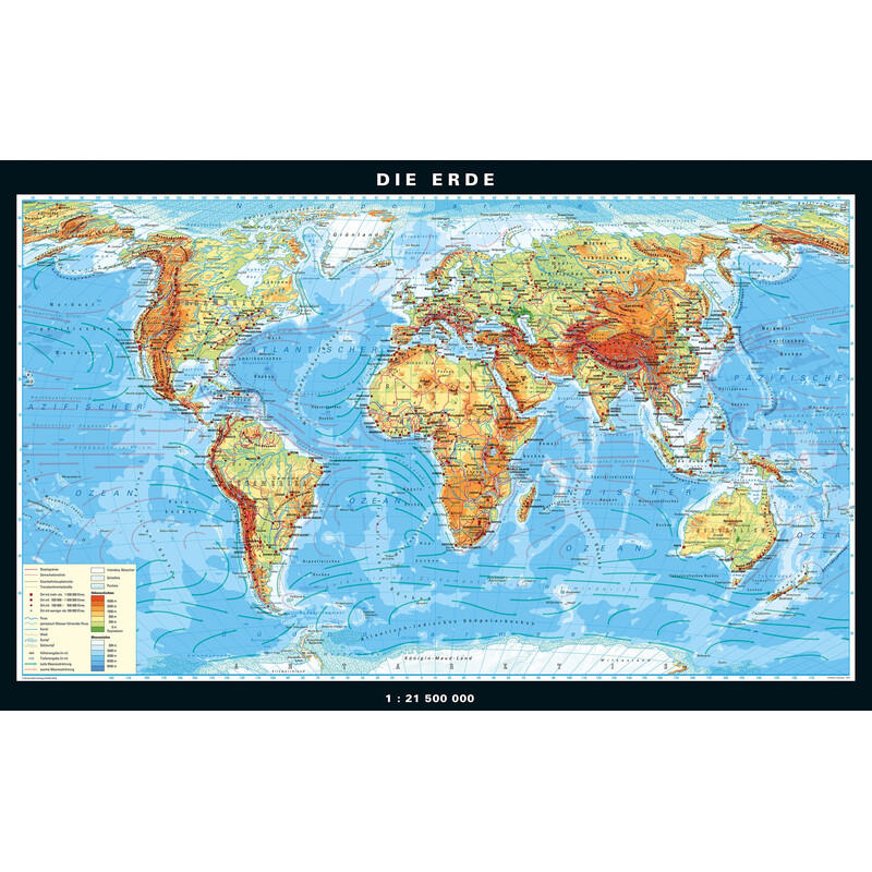 PONS World map Die Erde physisch und politisch (158 x 97 cm)