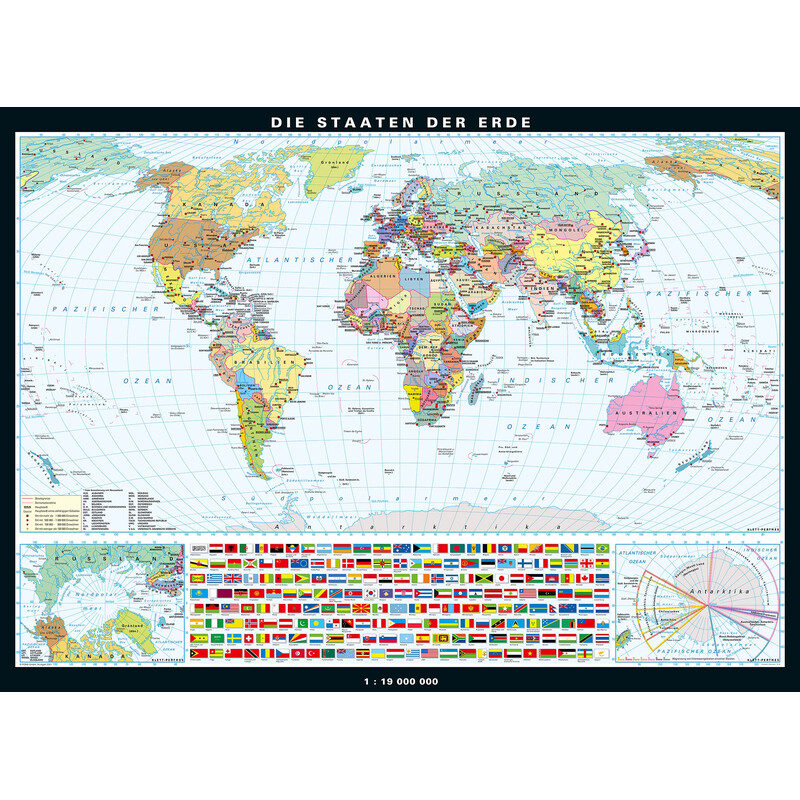 PONS World map Die Erde physisch und politisch (196 x 143 cm)