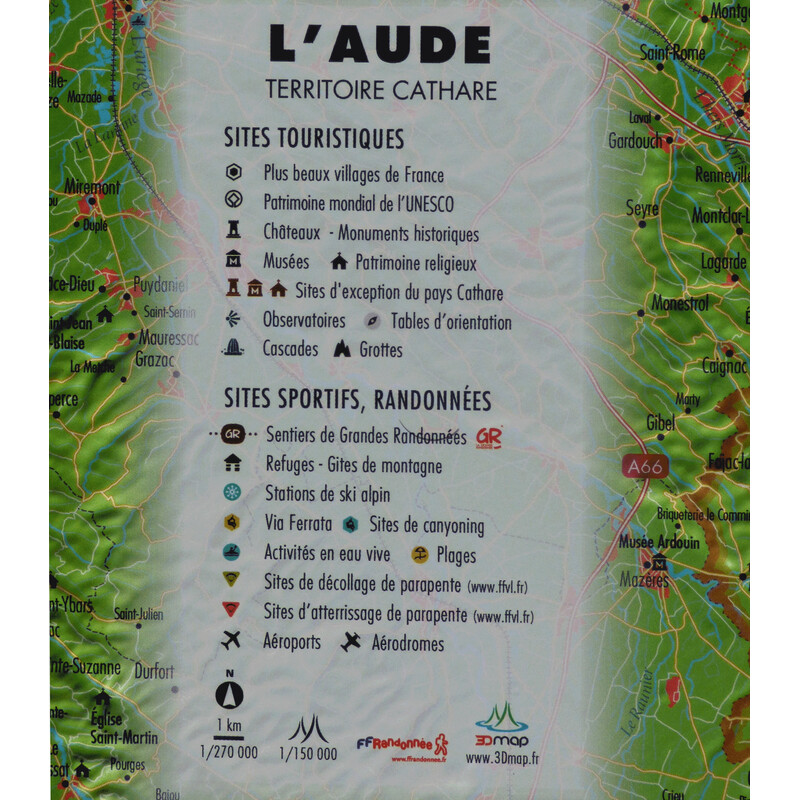 3Dmap Regional map L'Aude (61 x 41 cm)