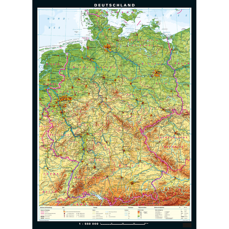 PONS Physical and political map of Germany (133 x 186 cm)