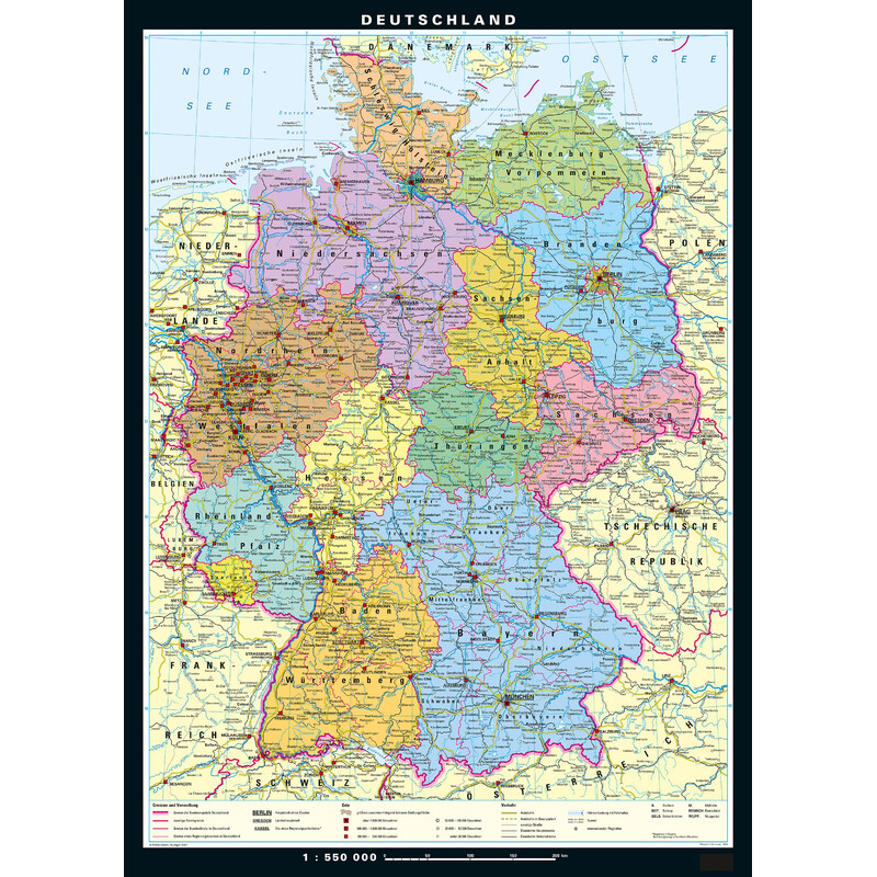 PONS Physical and political map of Germany (133 x 186 cm)