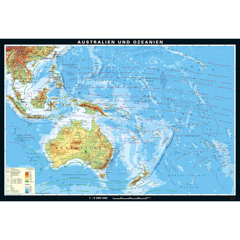 PONS Regional map Australia and Oceania physical (233 x 158 cm)
