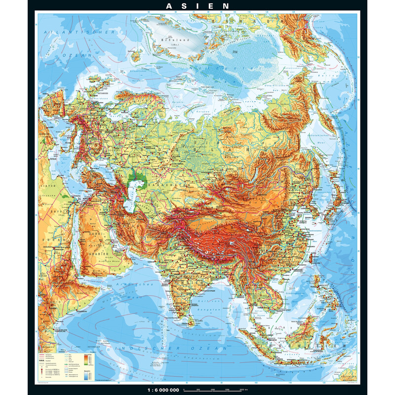 PONS Continental map Asien physisch (196 x 228 cm)