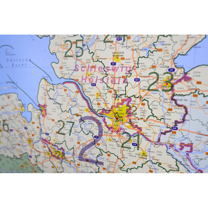GeoMetro Map Deutschland politisch mit Postleitzahlen PLZ XL (100 x 140 cm)
